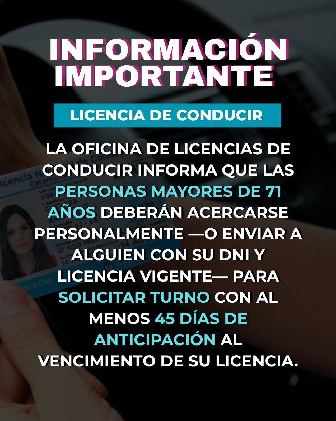 INFORMACIÓN IMPORTANTE PARA MAYORES DE 71 AÑOS